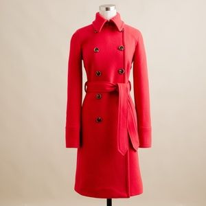 J Crew Red Stadium-Cloth Boulevard Trench Coat